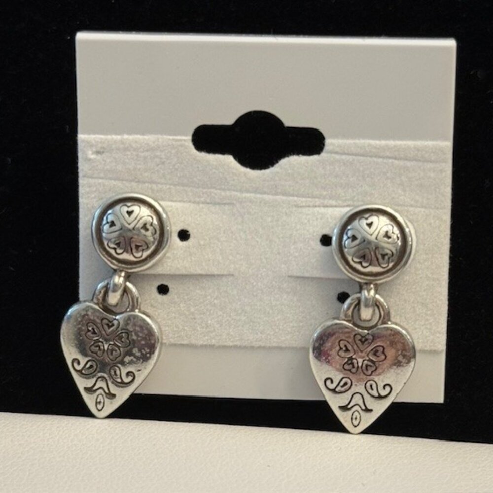 Brighton Silver Heart Dangle Earrings - image 3